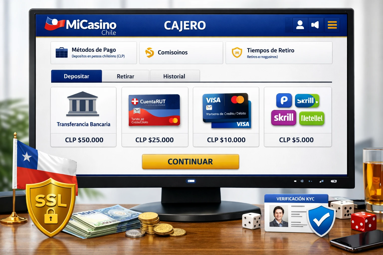 MiCasino Chile - métodos de pago, depósitos en CLP y retiros seguros